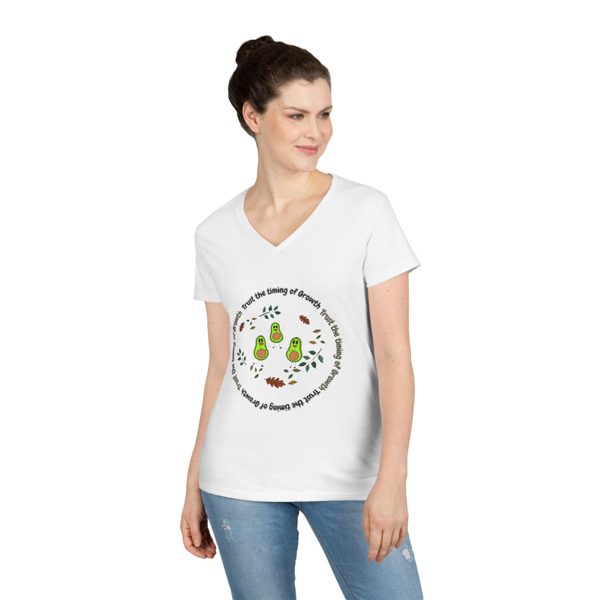 Avocado Family V-Neck Tee — Cute Avocado Pun Graphic