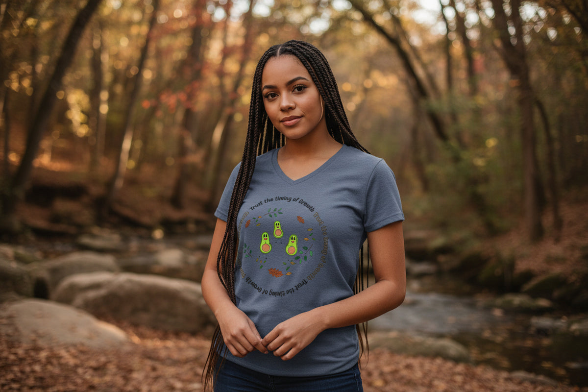 Avocado Family V-Neck Tee — Cute Avocado Pun Graphic