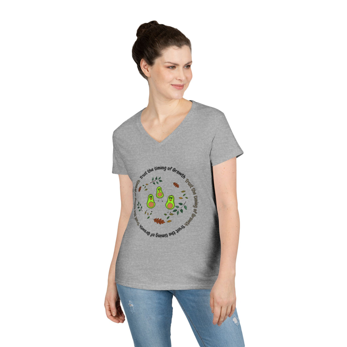 Avocado Family V-Neck Tee — Cute Avocado Pun Graphic