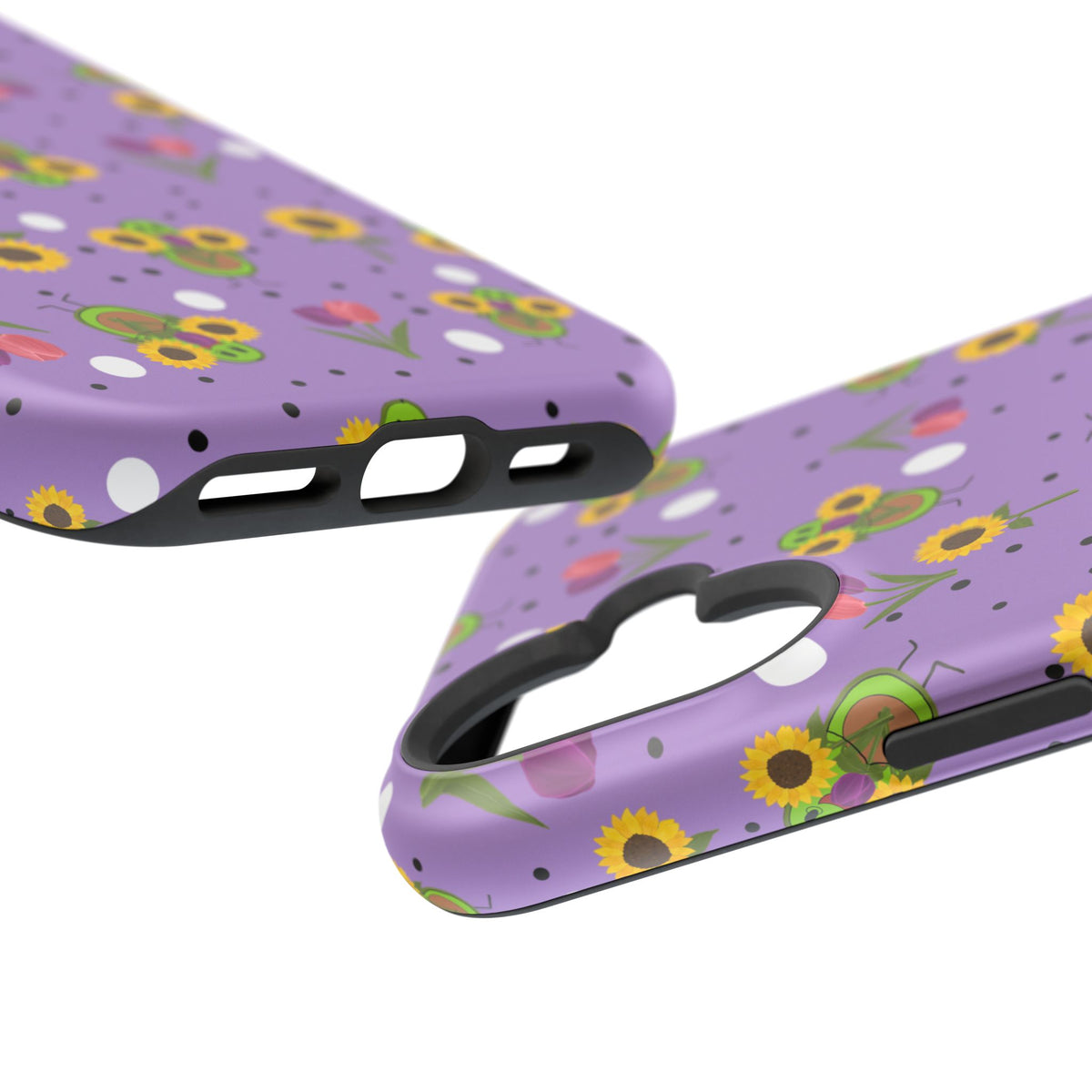 Floral Sunflower & Tulip Magnetic Phone Case — Purple Impact-Resistant Cover