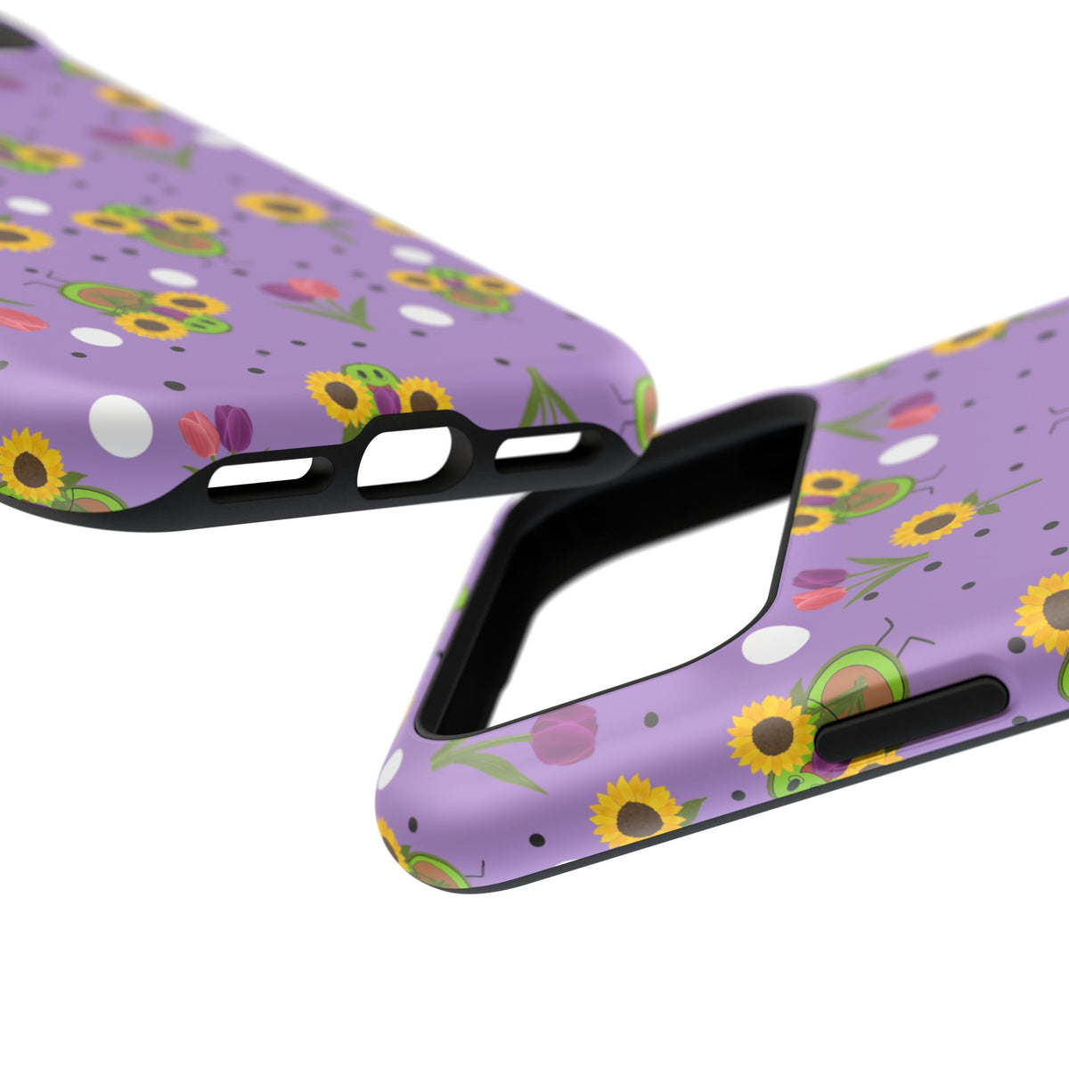 Floral Sunflower & Tulip Magnetic Phone Case — Purple Impact-Resistant Cover