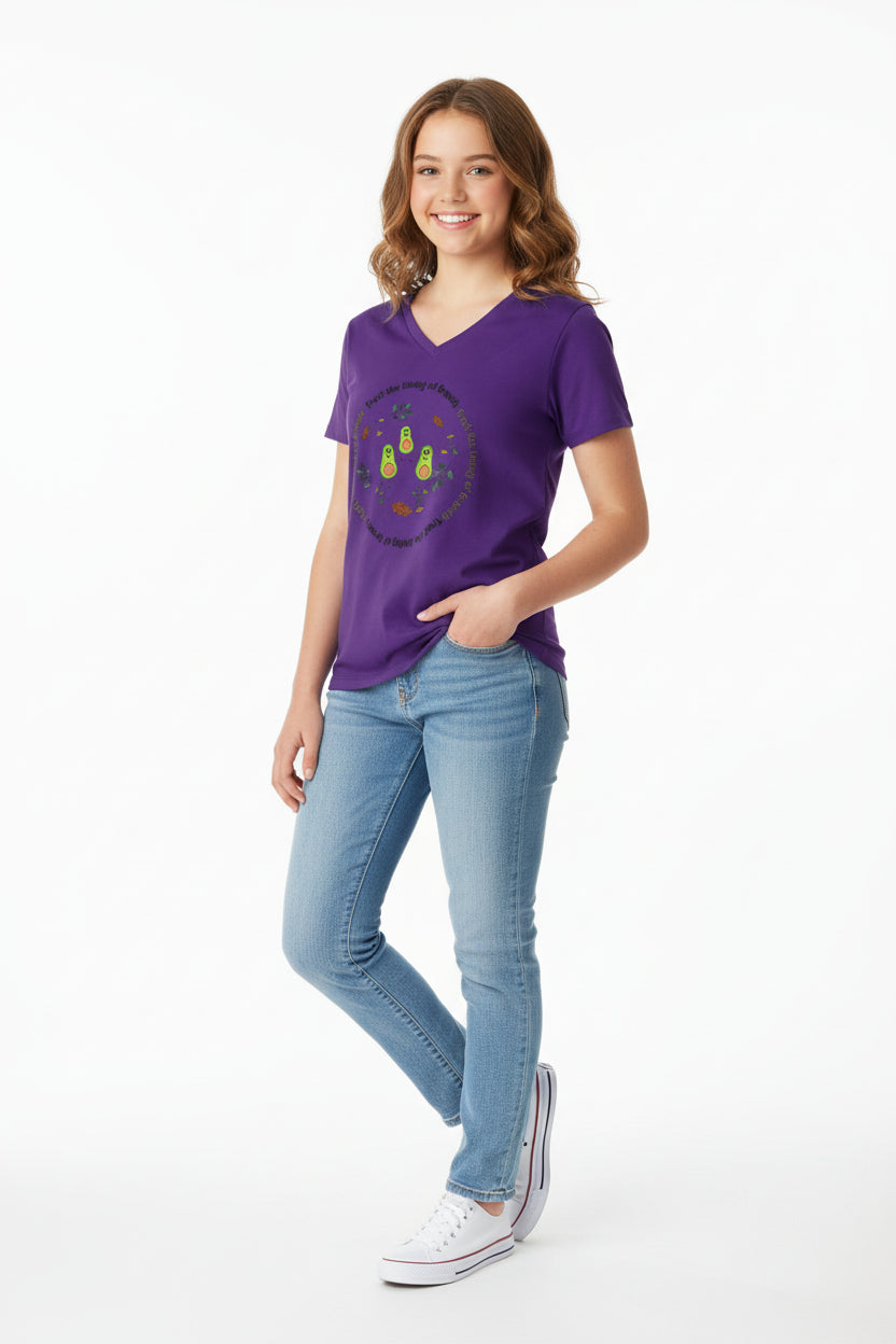 Avocado Family V-Neck Tee — Cute Avocado Pun Graphic