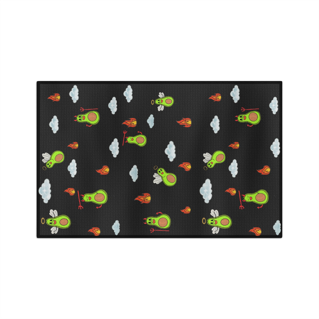 Fiery Avocado Pattern Microfiber Tea Towel — Cute Devil & Angel Avocado Kitchen Towel