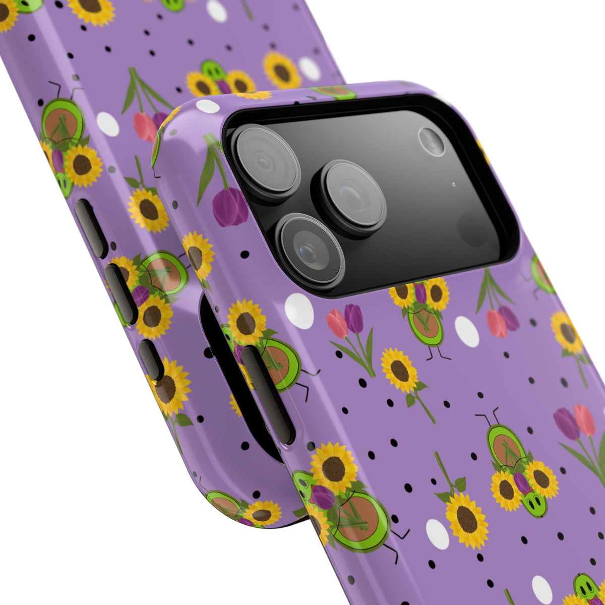 Floral Sunflower & Tulip Magnetic Phone Case — Purple Impact-Resistant Cover