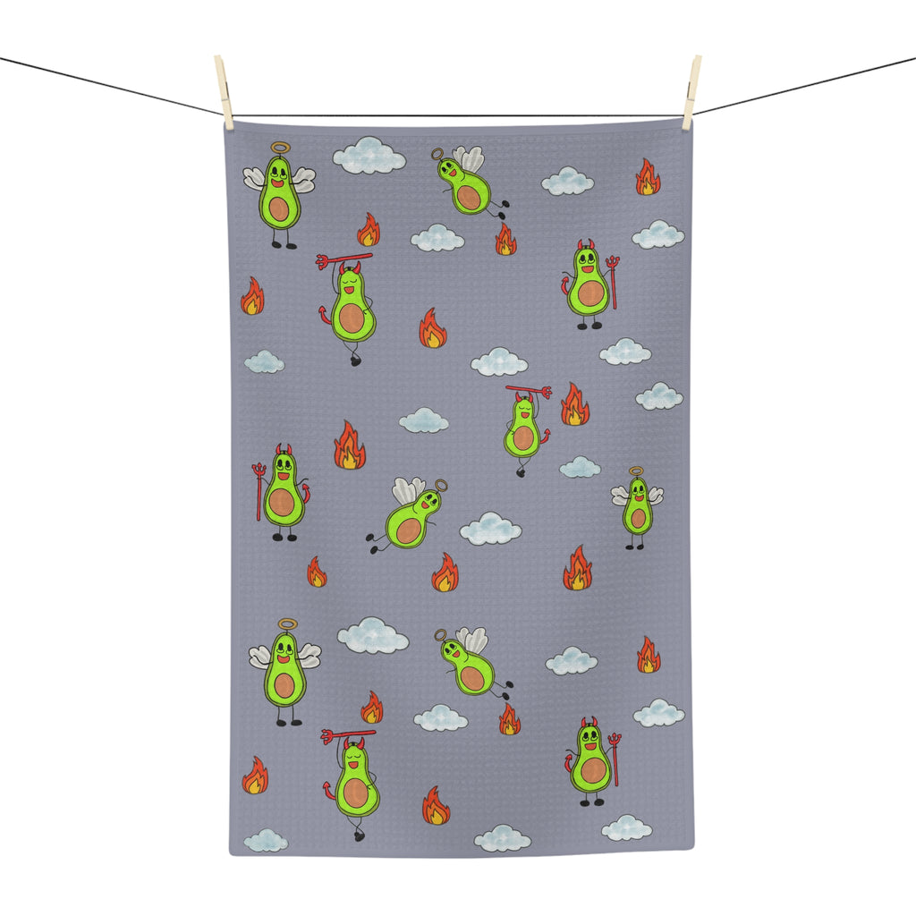 Avocado Angels Microfiber Tea Towel — Cute Flying Avocado Pattern