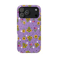 Floral Sunflower & Tulip Magnetic Phone Case — Purple Impact-Resistant Cover