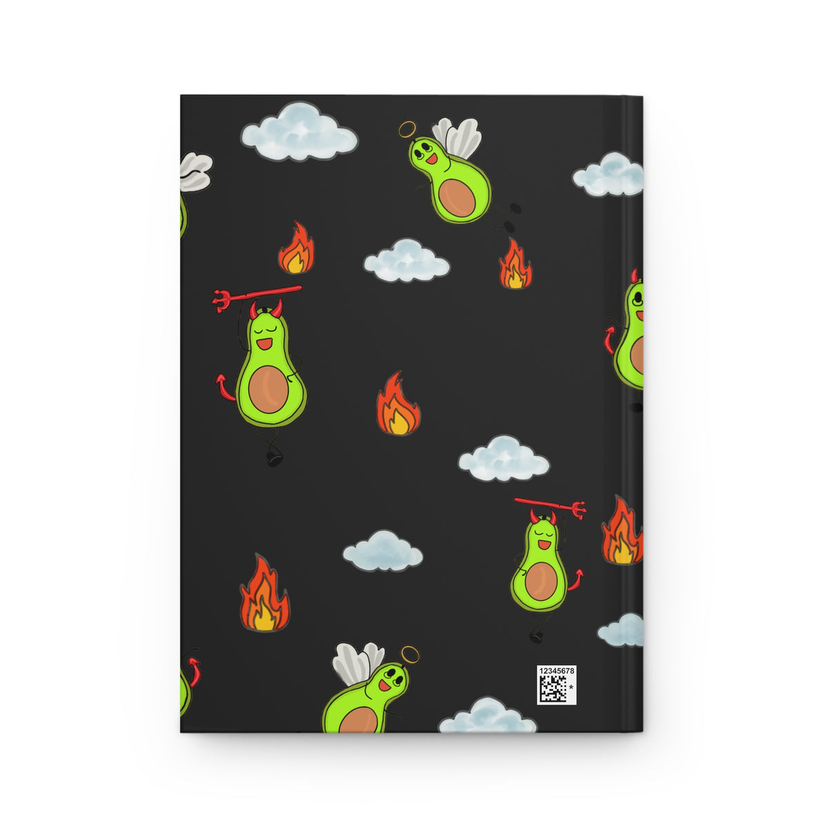 Avocado Angel & Devil Hardcover Journal — Lined Matte Notebook