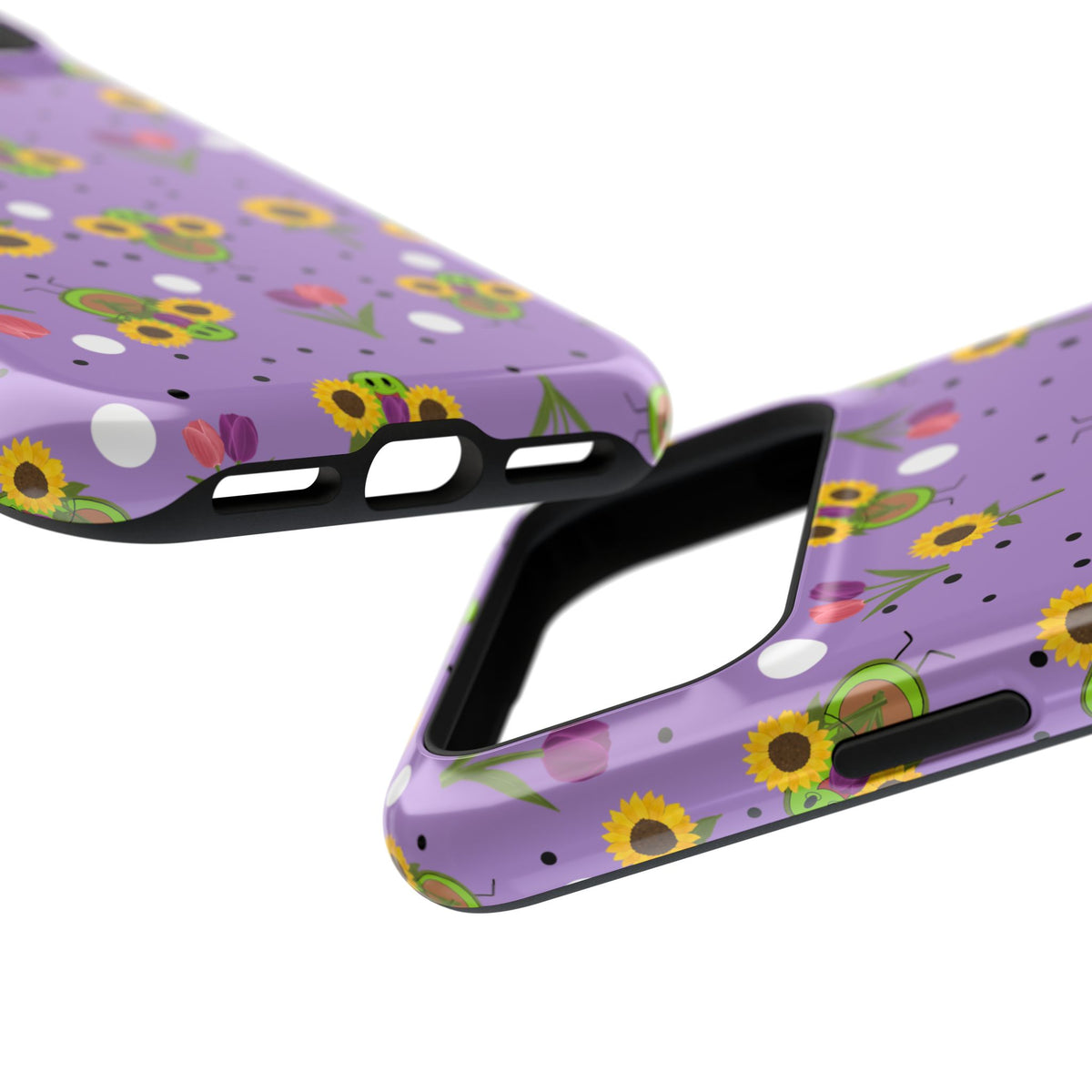 Floral Sunflower & Tulip Magnetic Phone Case — Purple Impact-Resistant Cover