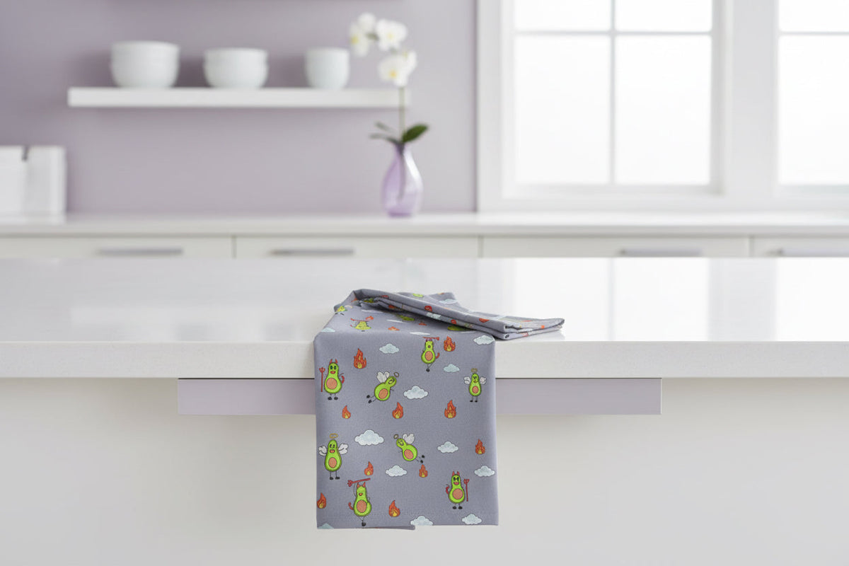 Avocado Angels Microfiber Tea Towel — Cute Flying Avocado Pattern
