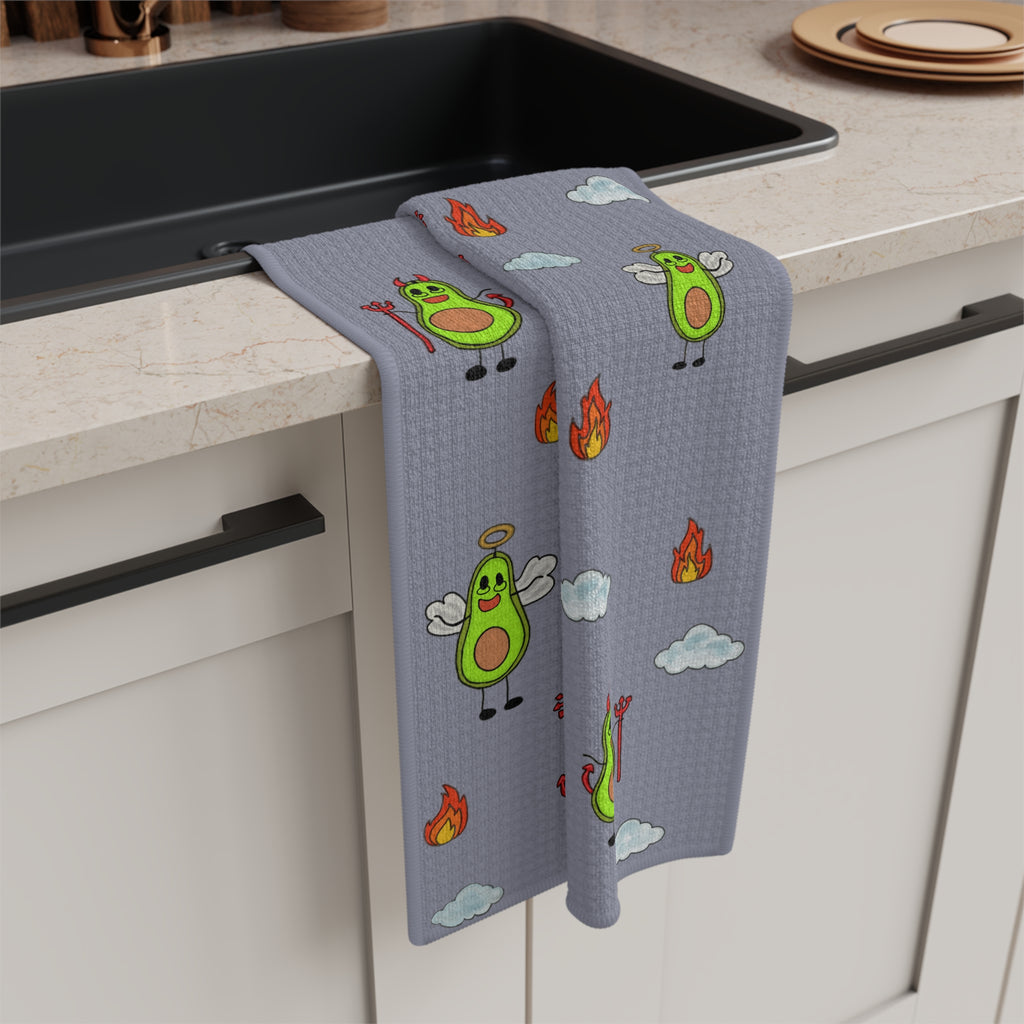Avocado Angels Microfiber Tea Towel — Cute Flying Avocado Pattern