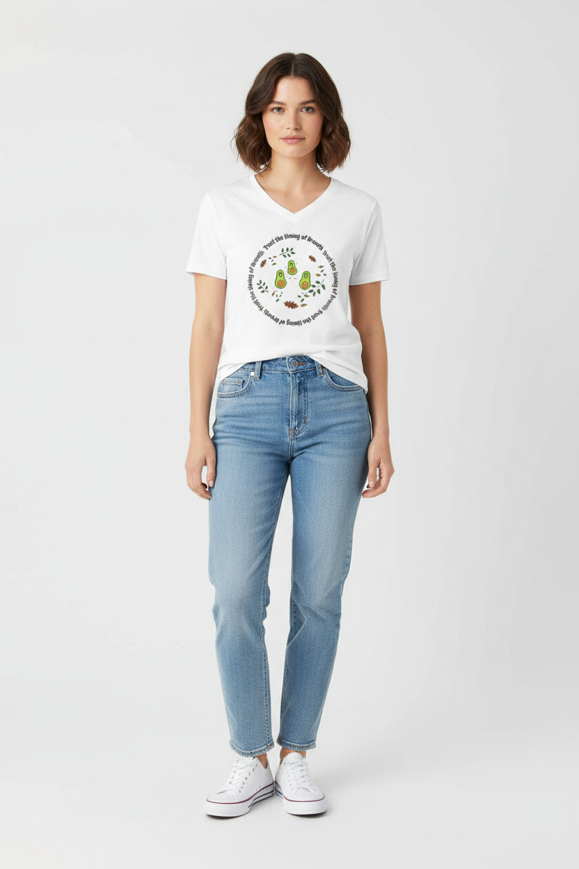 Avocado Family V-Neck Tee — Cute Avocado Pun Graphic