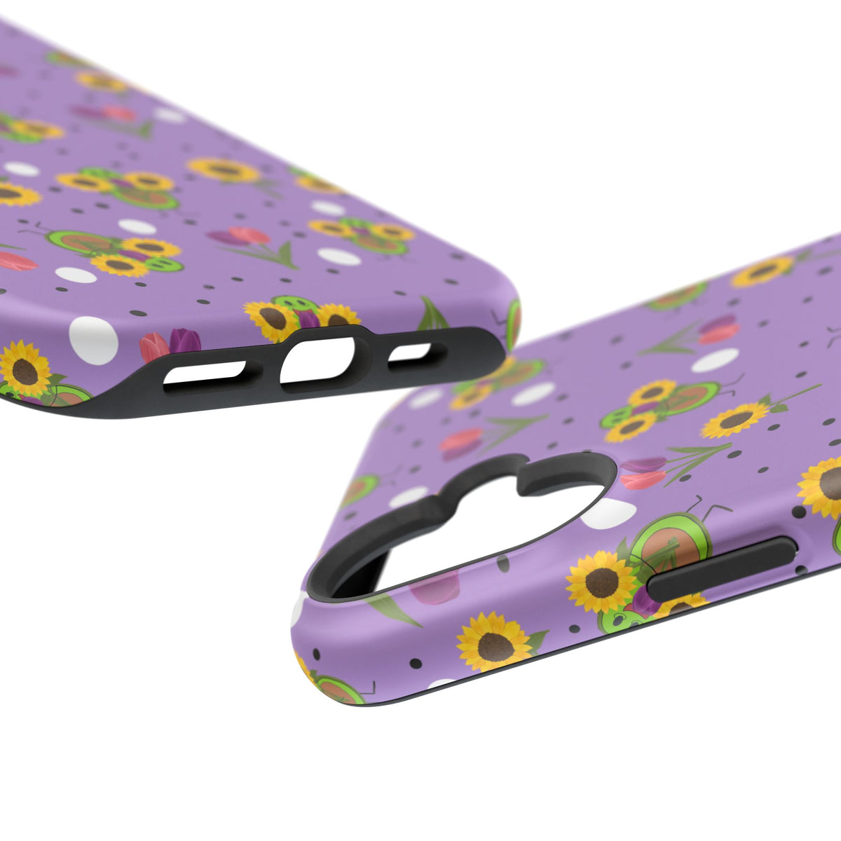 Floral Sunflower & Tulip Magnetic Phone Case — Purple Impact-Resistant Cover