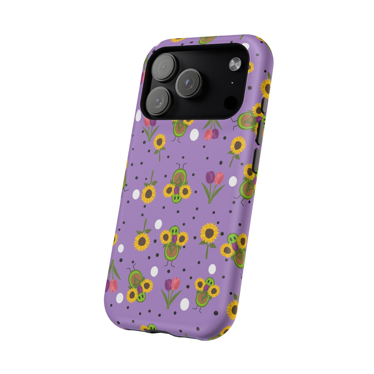 Floral Sunflower & Tulip Magnetic Phone Case — Purple Impact-Resistant Cover