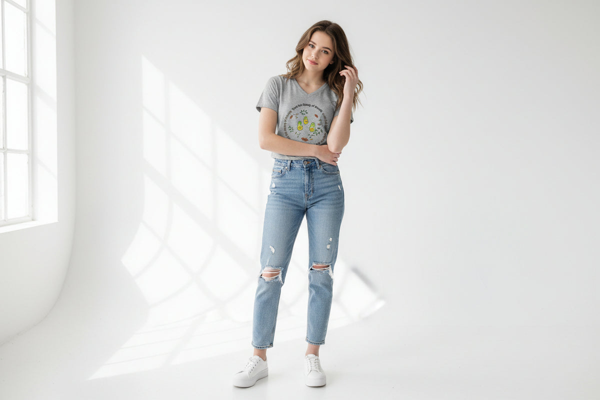 Avocado Family V-Neck Tee — Cute Avocado Pun Graphic