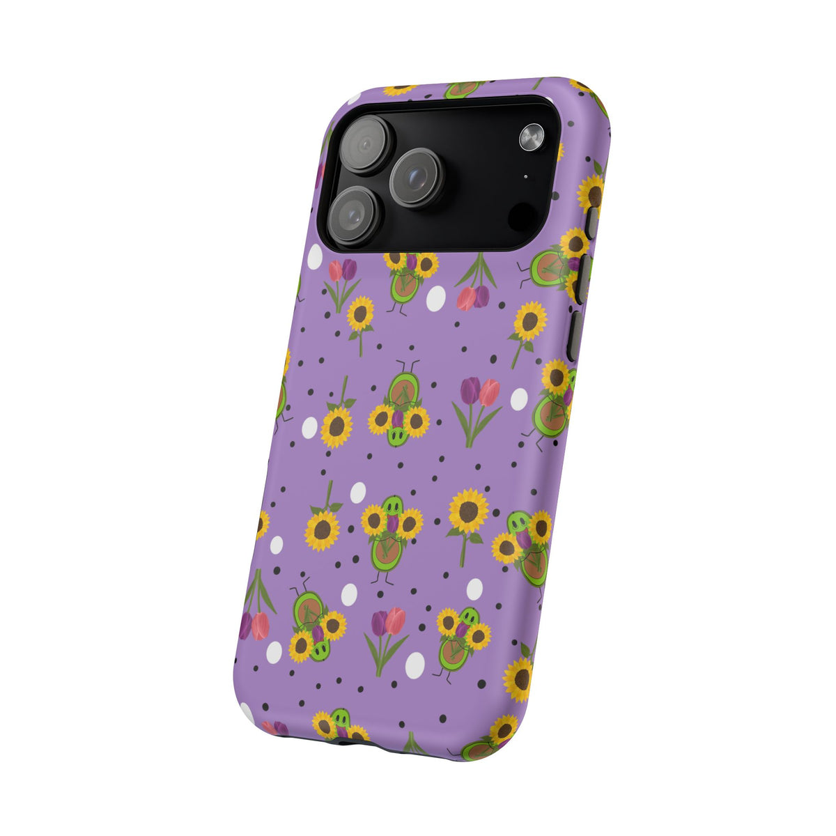 Floral Sunflower & Tulip Magnetic Phone Case — Purple Impact-Resistant Cover