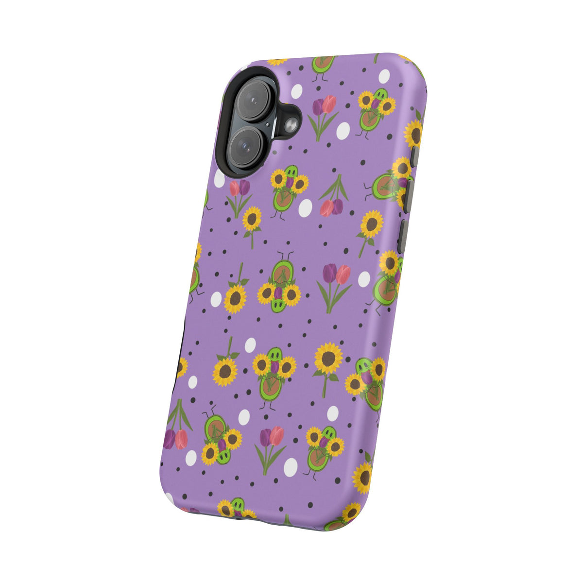 Floral Sunflower & Tulip Magnetic Phone Case — Purple Impact-Resistant Cover